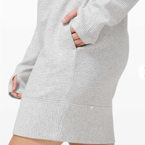 Lululemon Rib Dress Sweatshirt Size 4 Call for Cozy Gray Cotton High Neck - Picture 2 of 9